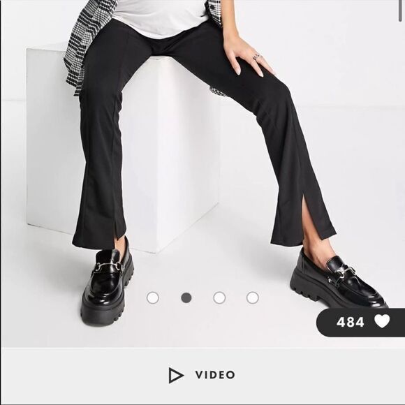 EUC ASOS DESIGN MATERNITY UNDER BUMP BLACK SPLIT HEM PANTS/SLACKS SIZE 6 - Picture 8 of 9